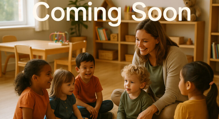 Kita-Fachkraft im Kreis mit Kindern